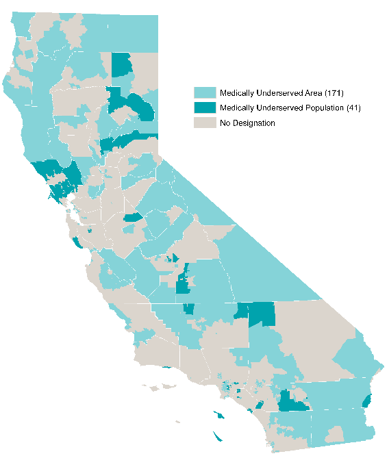 blue map of California