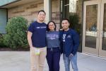 group of three UC Davis nursing students standing outside