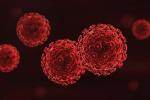 HIV virus cells in red