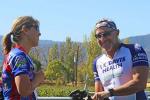 UC Davis Health CEO David Lubarsky and OB/GYN CAO Sherri Stone talking after bike ride  