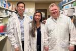 From left to right, Antonio Ju-Xi, Stephanie Le and Alexander Merleev in the Maverakis Lab