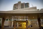 Hospital building entrance and sign