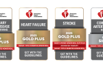 Four badges in a row from the American Heart Association 