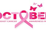 “October is Breast Cancer Awareness Month” with pink butterflies 