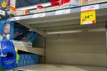 An empty store shelf for infant formula