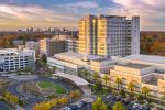 Overhead view of UC Davis Medical Center at sunset