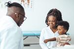 Parent and child in a doctor's office