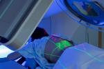 Woman receiving radiation therapy treatments for cancer