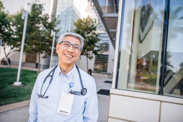 Doctor standing outdoors