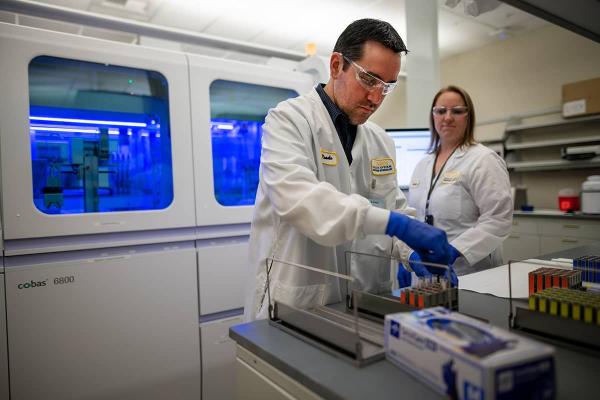 Researchers working in a lab