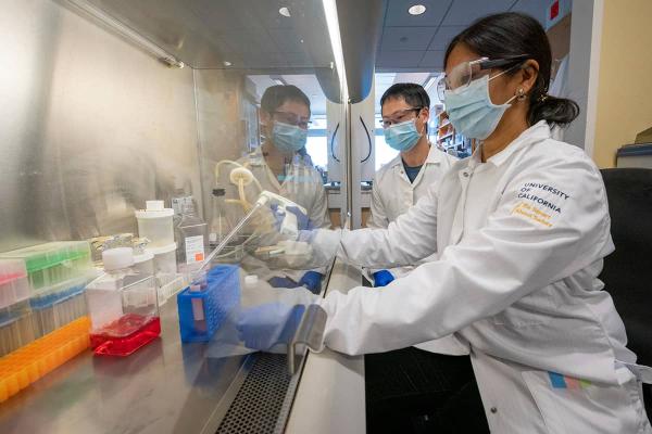 Two researchers in lab coats