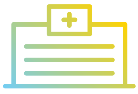 Illustration of a building with a medical cross on the sign on top