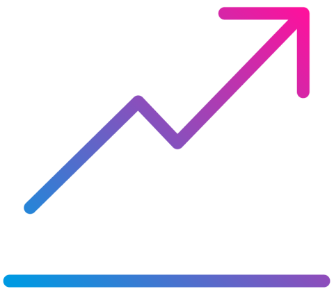 icon with a purple and pink gradient showing an upward arrow