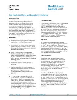 Oral Health Workforce and Education in California Report