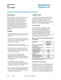 Pharmacist Workforce and Education in California Report