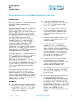Physician Workforce and Medical Education in California Report