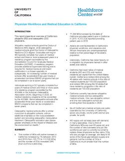 Physician Workforce and Medical Education in California Report